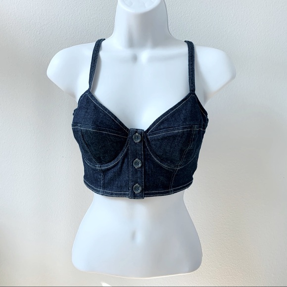 Guess Denim Crop Top - Picture 1 of 6